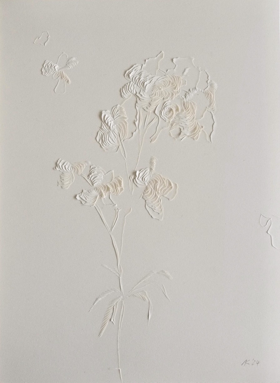 Andreas Kocks: #2402, 2024, Carved watercolor paper, 15 x 11.25 inches