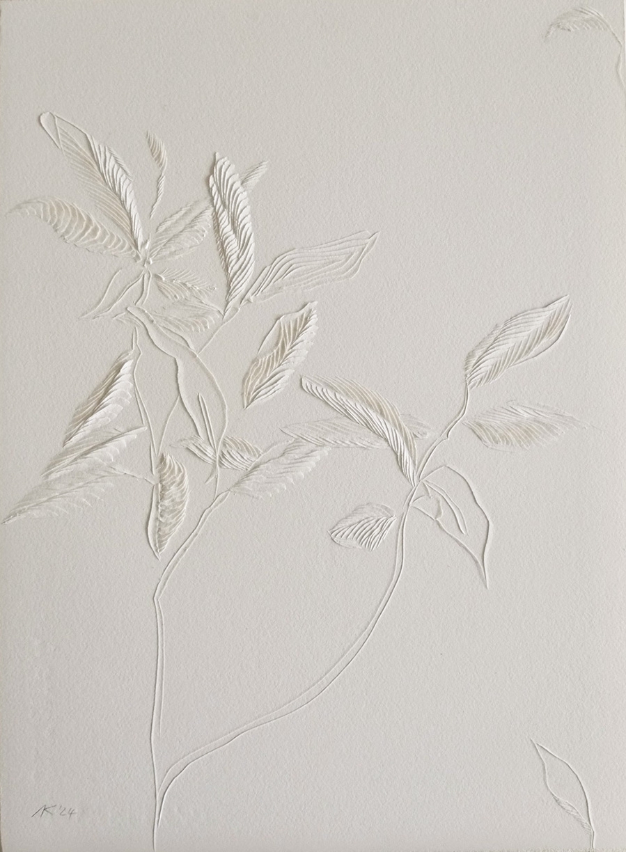 Andreas Kocks: #2416, 2024, Carved watercolor paper, 15 x 11.25 inches