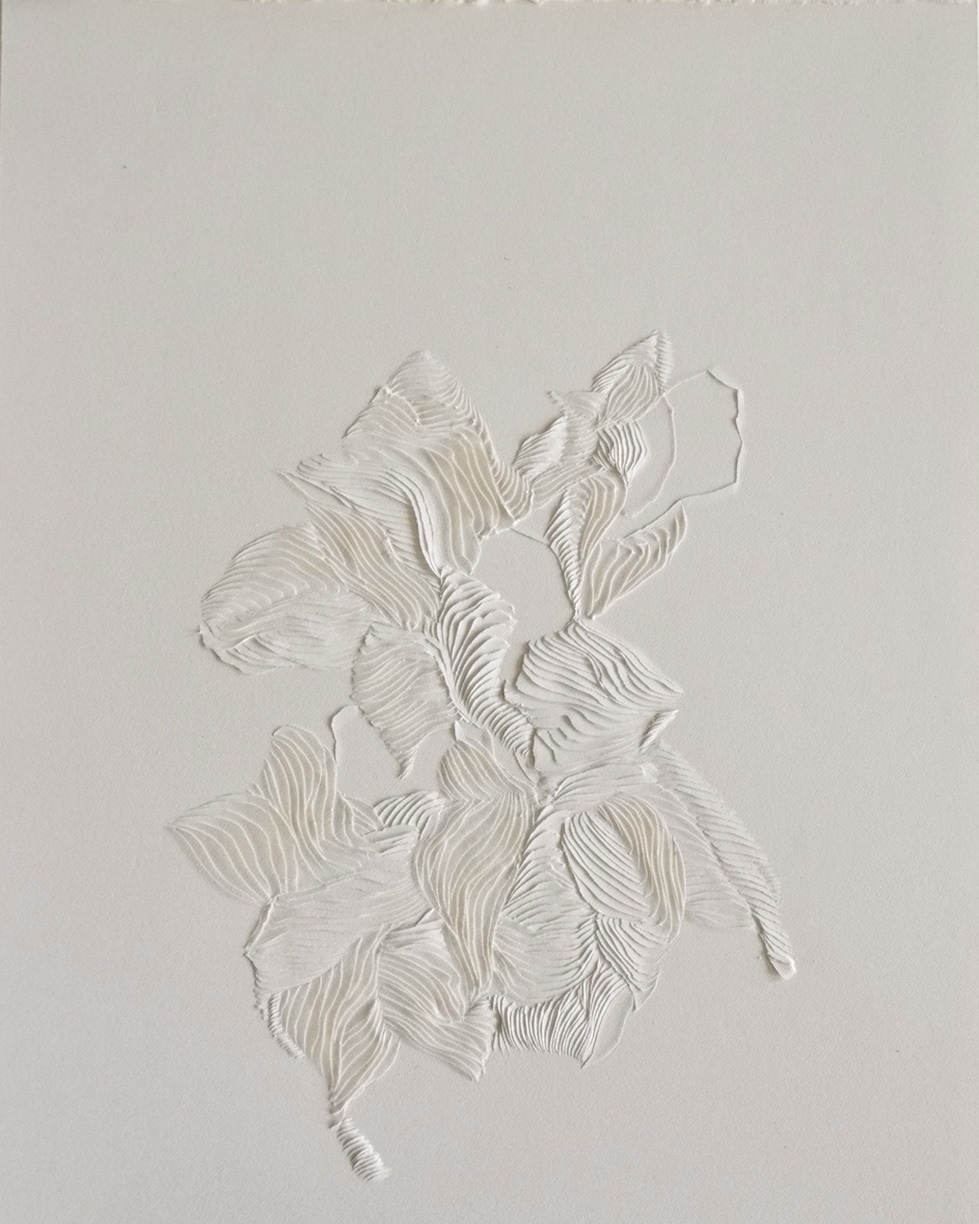 Andreas Kocks: #2423, 2024, Carved watercolor paper, 15 x 11.25 inches