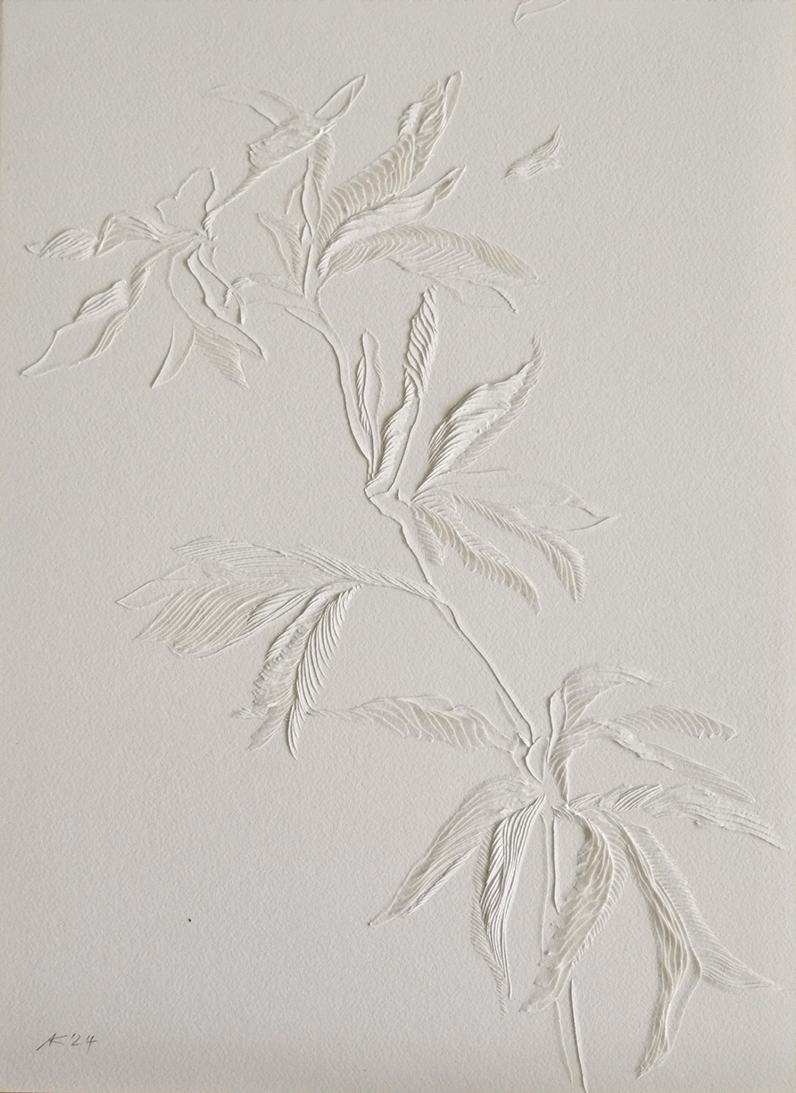 Andreas Kocks: #2426, 2024, Carved watercolor paper, 15 x 11.25 inches