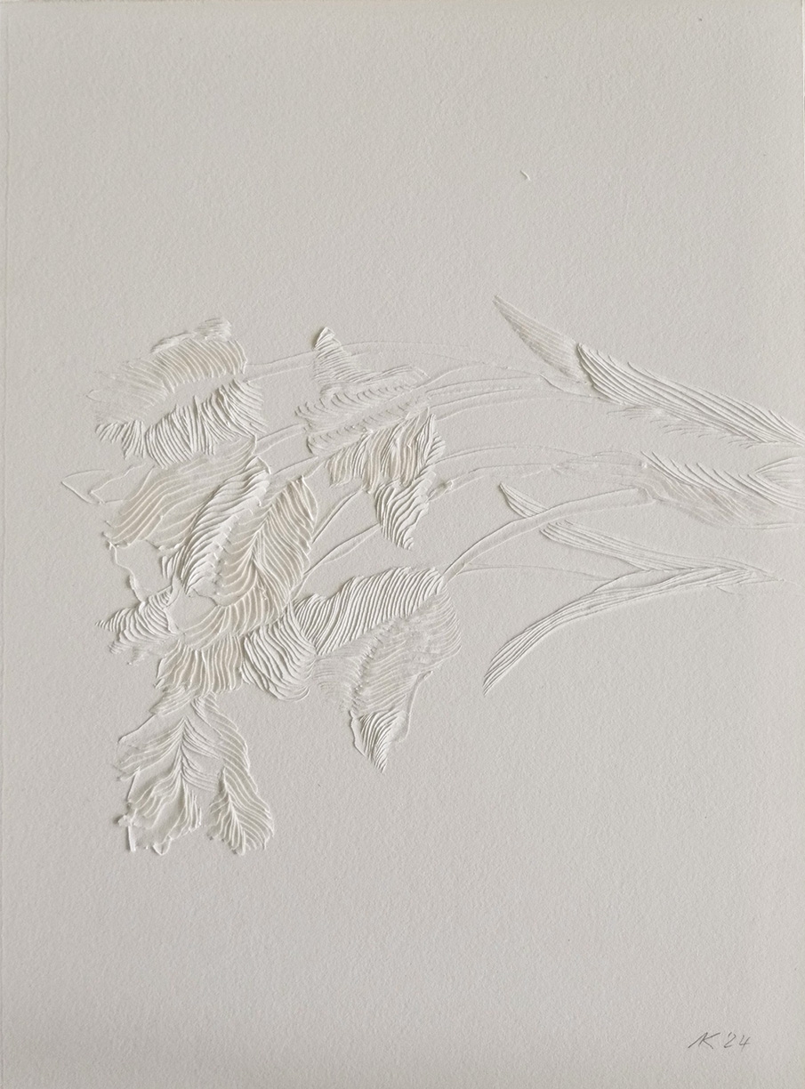 Andreas Kocks: #2431, 2024, Carved watercolor paper, 15 x 11.25 inches