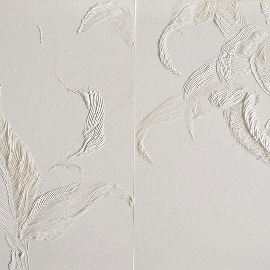 Andreas Kocks: #2435, 2024, Carved watercolor paper, 15 x 22.5 inches (diptych, 15 x 11.25 inches each)