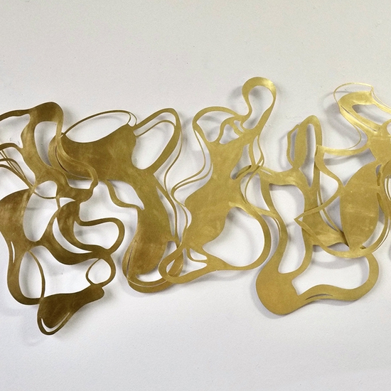 Andreas Kocks, Flaneur (#2227 Au), 2025, Steel, Gold Leaf, 28x65x1 inch