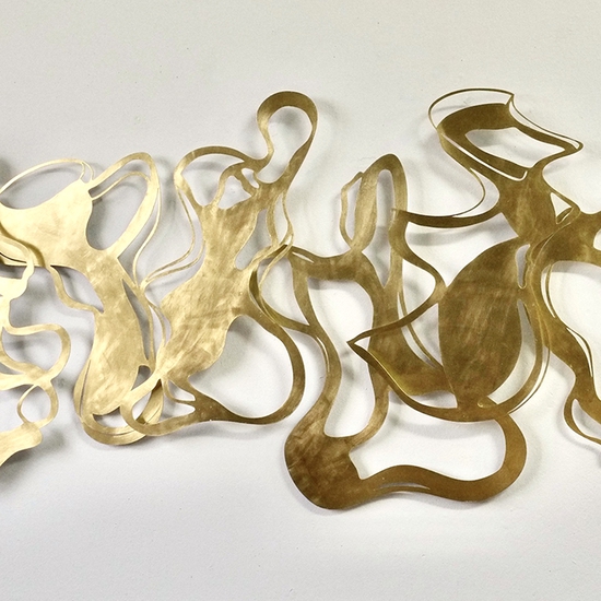 Andreas Kocks, Flaneur (#2227 Au), 2025, Steel, Gold Leaf, 28x65x1 inch