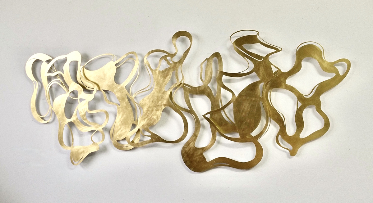 Andreas Kocks, Flaneur (#2227 Au), 2025, Steel, Gold Leaf, 28x65x1 inch