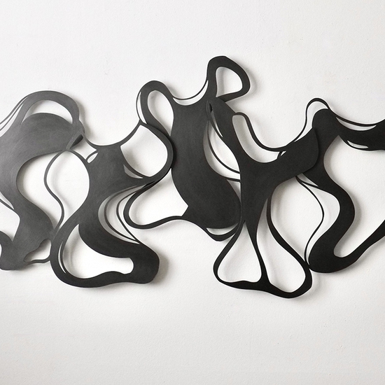 Andreas Kocks: Flaneur (#2453SG), 2025, Steel, Graphite, 27x57x1 inch