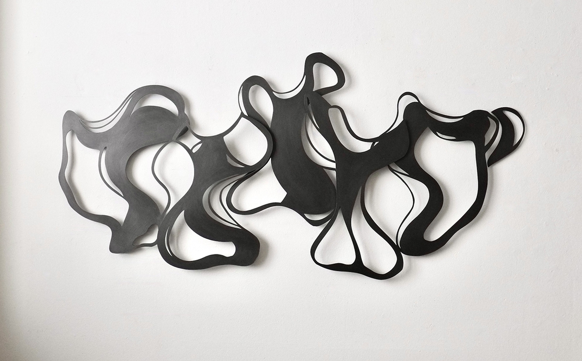 Andreas Kocks: Flaneur (#2453SG), 2025, Steel, Graphite, 27x57x1 inch