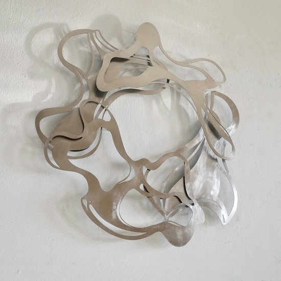 Andreas Kocks, Four Of Us (#2449P), 2025, Steel, Palladium Leaf, 32x29x1 inch