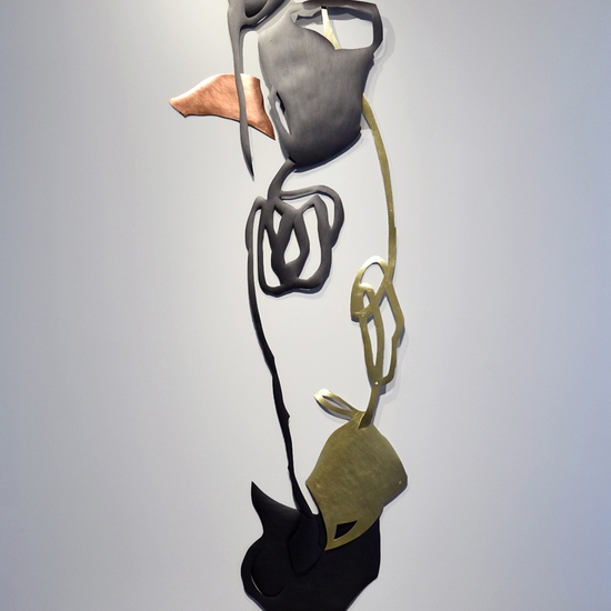 Andreas Kocks: Ophelia III (#1903M), 2019, Copper leaf, gold leaf and graphite on watercolor paper, 114.17 x 41 x 2 inches