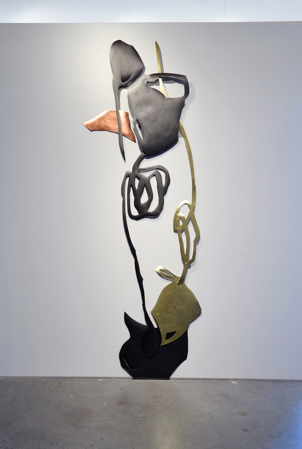 Andreas Kocks: Ophelia III (#1903M), 2019, Copper leaf, gold leaf and graphite on watercolor paper, 114.17 x 41 x 2 inches