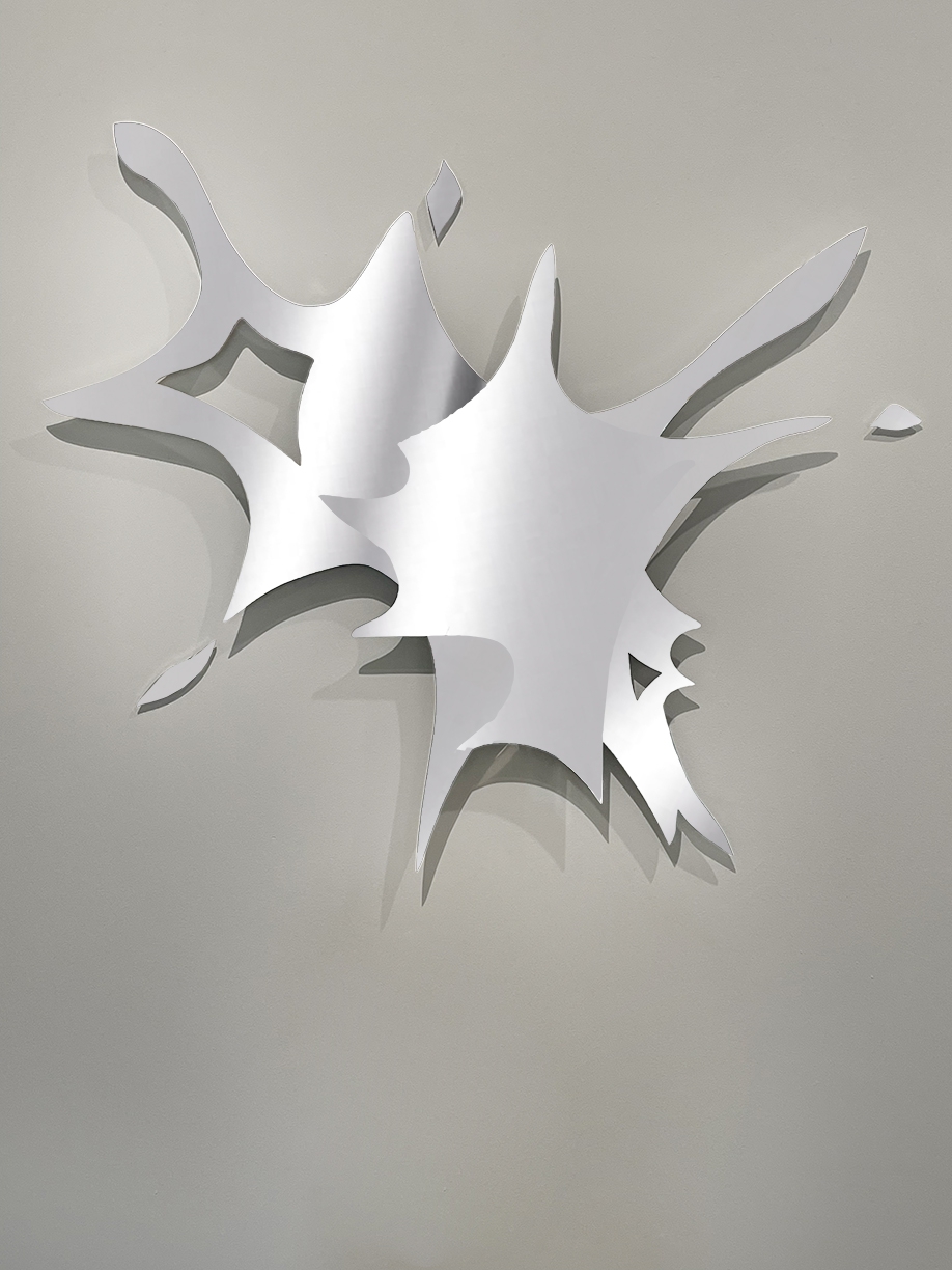 Andreas Kocks, Reading the Air (#2471V), 2025, Stainless steel, polished, 33x38x1 inches