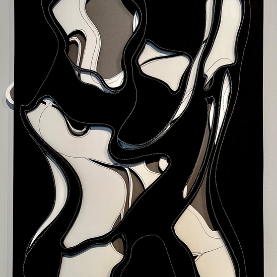 Andreas Kocks: Real Ghost (IA), 2022, Pencil and crayon on divided papers, cut, 22.5 x 15.75 x 1 inches