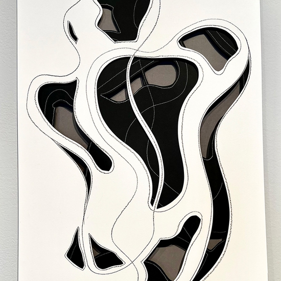 Andreas Kocks: Real Ghost (IIIA), Pencil and crayon on divided papers, cut, 2022, 22.5 x 15 x 1 inches