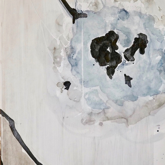 Andreas Kocks: Shimmer II (#1909W), 2019, Watercolor and graphite on watercolor paper, carved, 32.5 x 23 x 1.5 inches