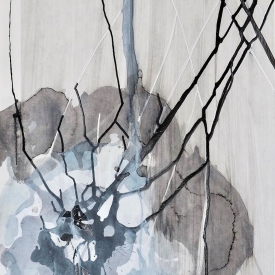 SOLD Andreas Kocks: Shimmer III (#1910W), 2019, Watercolor and graphite on watercolor paper, carved, 32.5 x 23 x 1.5 inches