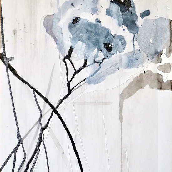 Andreas Kocks: Shimmer IV (#1911W). 2019, Watercolor and graphite on watercolor paper, carved, 32.5 x 23 inches