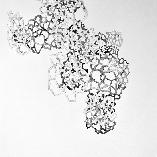 Andreas Kocks: Solid Ether III (#1905W), 2019, Watercolor on watercolor paper, carved, 64 x 45 inches