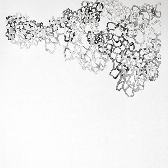Andreas Kocks: Solid Ether IV (#1906W), 2019, Watercolor on watercolor paper, carved, 64 x 45 inches