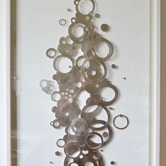 Andreas Kocks: The Juggler (#2114P), 2021, Palladium leaf on watercolor paper, Frame size: 64 x 34 x 3 inches