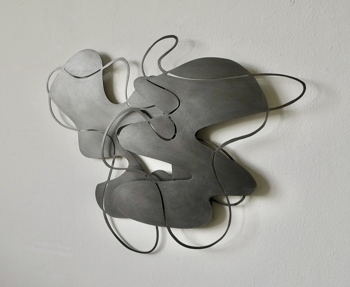 Andreas Kocks, Two of Us (#2443SG), 2025, Steel, Graphite, 20x25x1 inch.