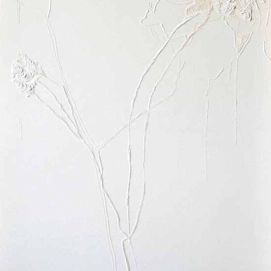 Andreas Kocks: Whiff III (#1914w), 2019, Carved watercolor paper, 32.5 x 24.5 inches