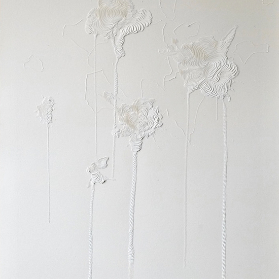 Andreas Kocks: Whiff VI (#1915w), 2019, Carved watercolor paper, 32.5 x 24.5 inches