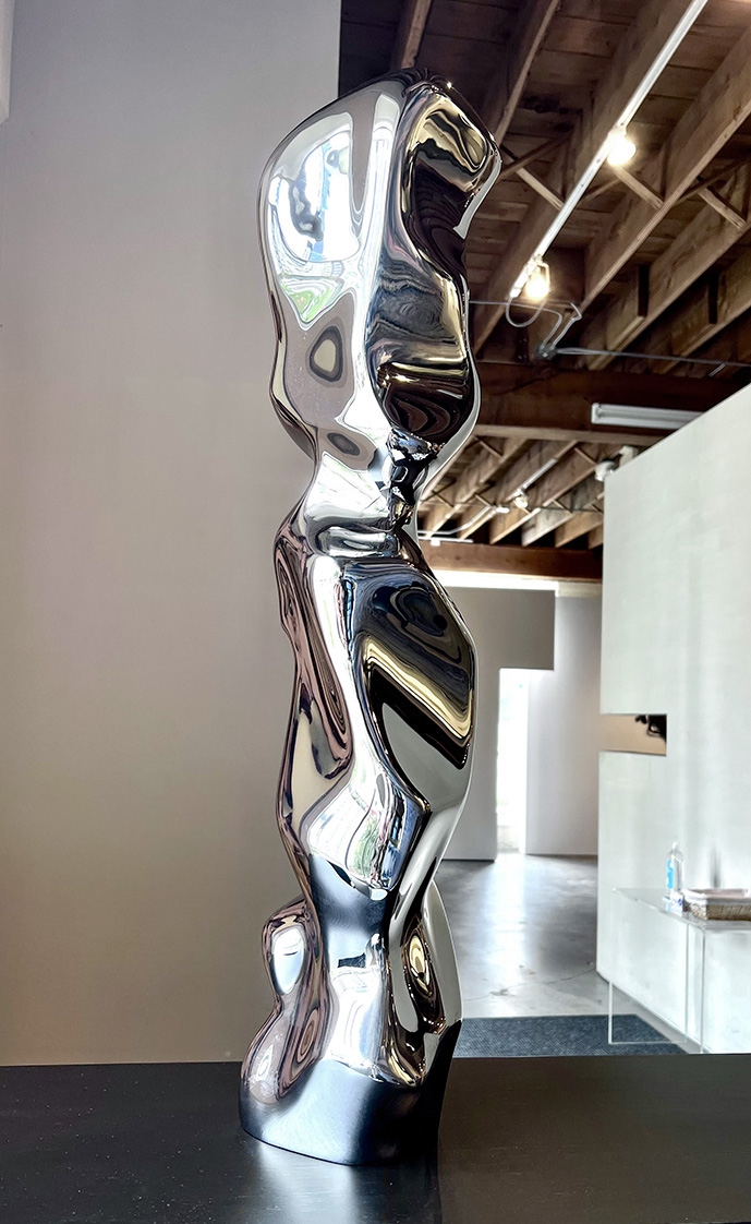 Jon Krawczyk: The Touch, 2022, Polished stainless steel, 30 x 8 x 8 inches
