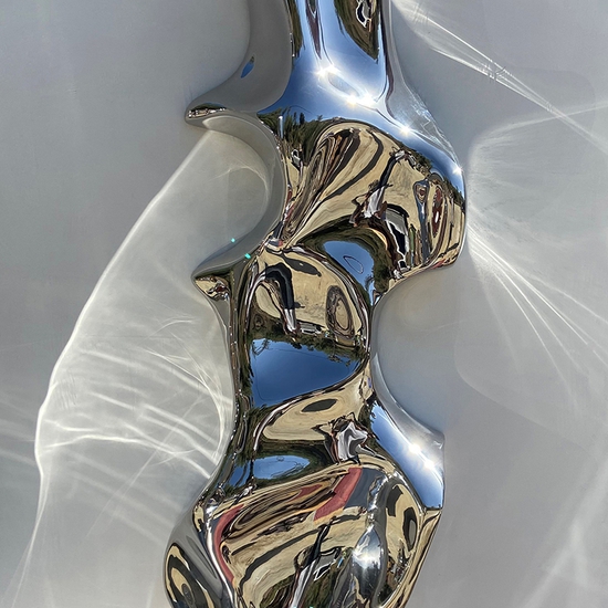 Jon Krawczyk: WOW, 2022, Polished stainless steel, 45 x 17 x 6 inches