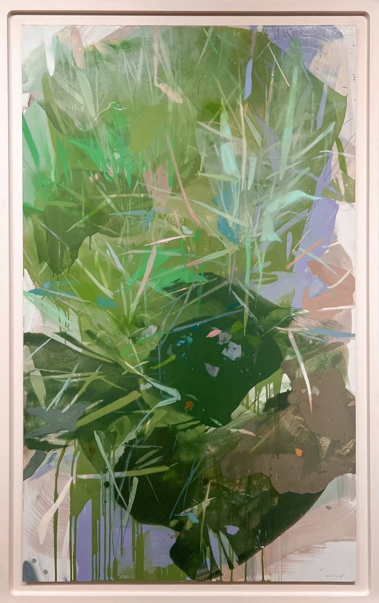 Emily Leonard: July (After Monsoons), 2024, Oil on panel, 60 x 36 x 0.2 inches (framed dimensions: 65 x 41 x 1 inches)