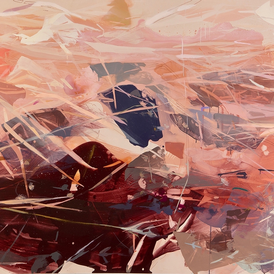 Emily Leonard: November (Silvergrass and Gumweed After Snow), 2023, Oil, acrylic, and spray paint on panel, 56 x 78 x 2.75 inches