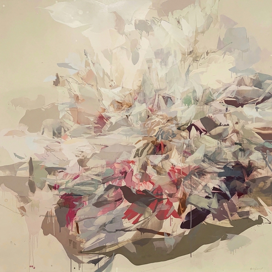 Emily Leonard: The First And Last Protea, 2022, Oil on panel, 64 x 64 inches