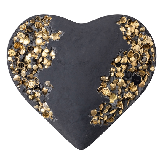 Jessica Lichtenstein: Fox goddess pussy sandwich, 2022, Concrete and plaster heart with engraved locks, 21 x 24 x 9 inches