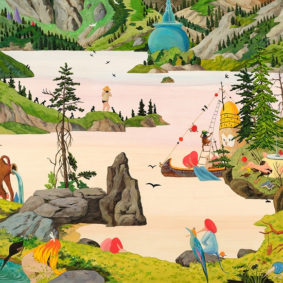 Hyunjeong Lim, A Hiking Day, 2025, Acrylic, oil on canvas, 36 x 48 inches
