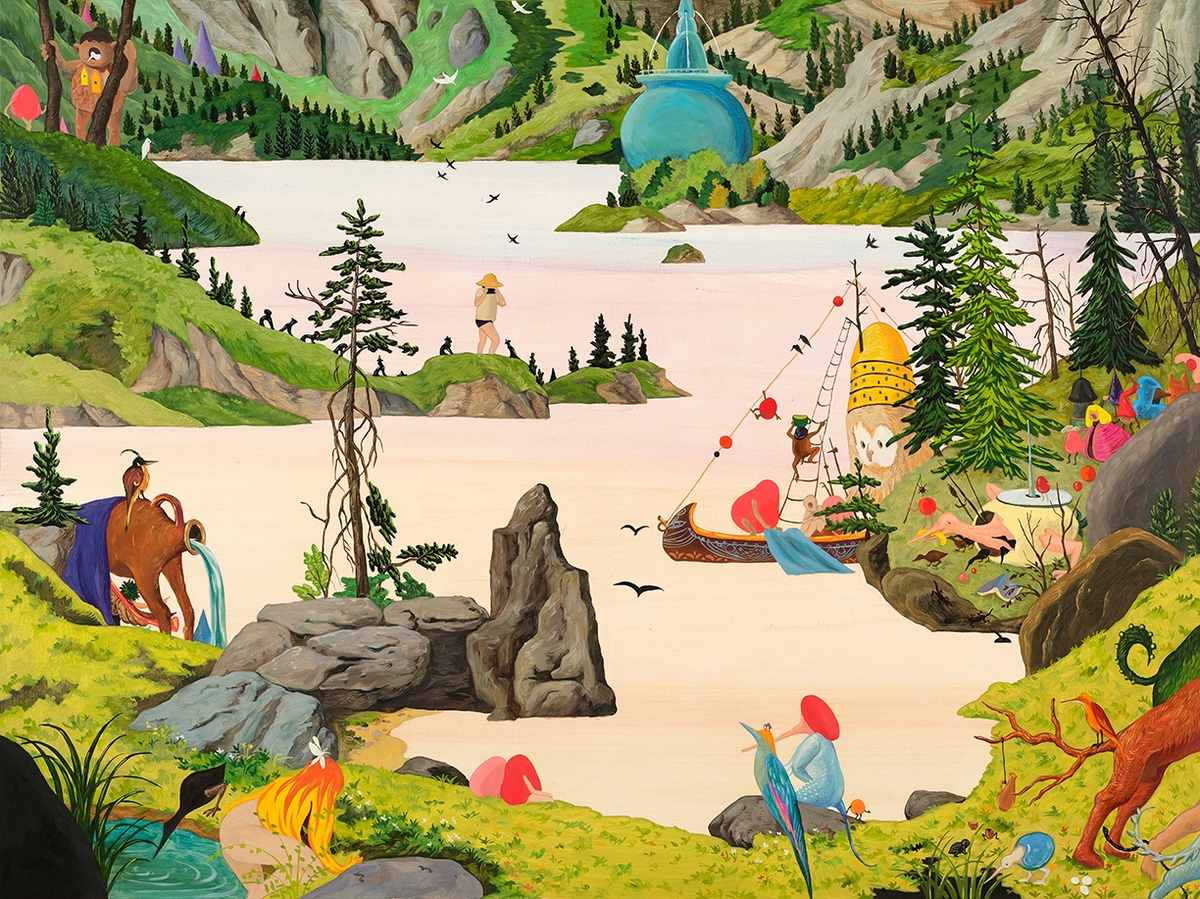 Hyunjeong Lim, A Hiking Day, 2025, Acrylic, oil on canvas, 36 x 48 inches