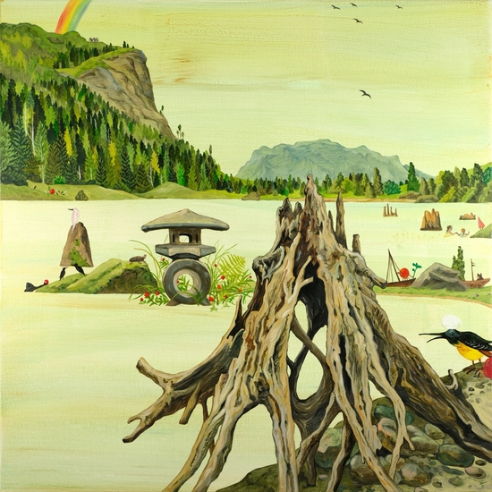 Hyunjeong Lim, A Lake Day, 2026, Acrylic, oil on canvas, 30 x 30 inches