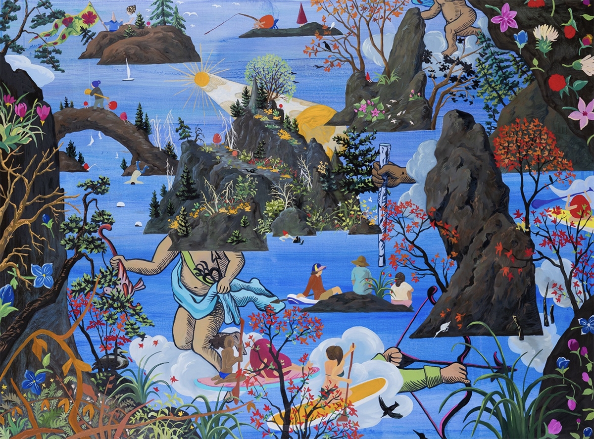 Hyunjeong Lim, Dream Walk, 2024, Oil and acrylic on canvas, 36 x 48 x 1 inches
