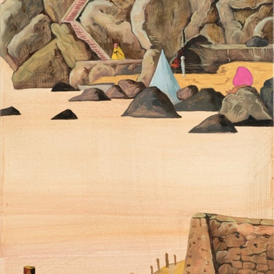 Hyunjeong Lim, Land's End, 2026, Acrylic, oil on canvas, 36 x 12 inches