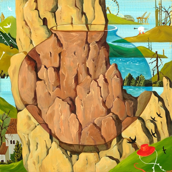 Hyunjeong Lim, Rocky Moon Jar, 2026, Acrylic, oil on canvas, 18 x 18 inches