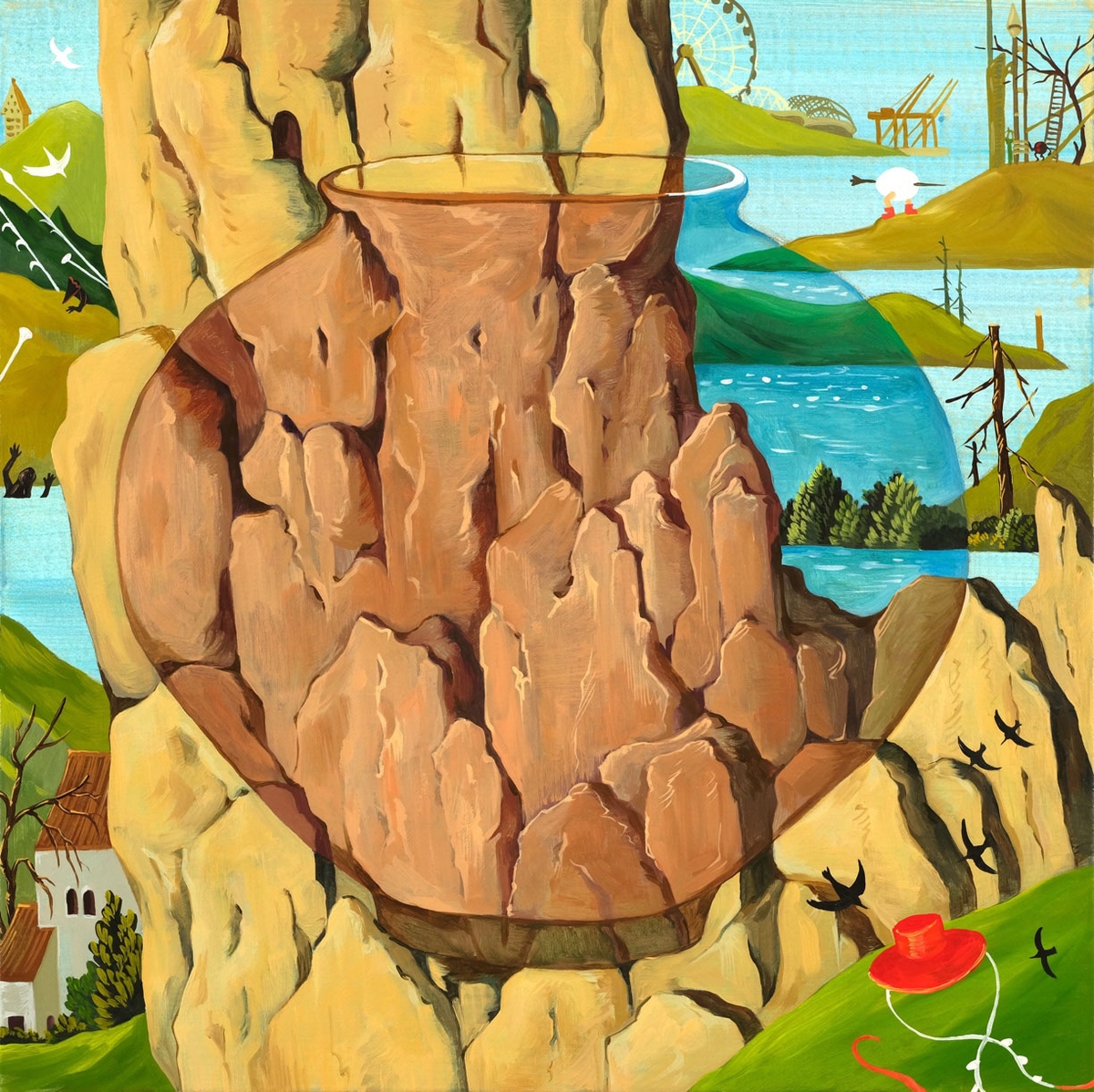 Hyunjeong Lim, Rocky Moon Jar, 2026, Acrylic, oil on canvas, 18 x 18 inches