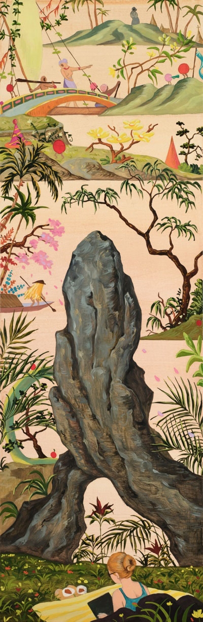 Hyunjeong Lim, Rosario, 2026, Acrylic, oil on canvas, 36 x 12 inches