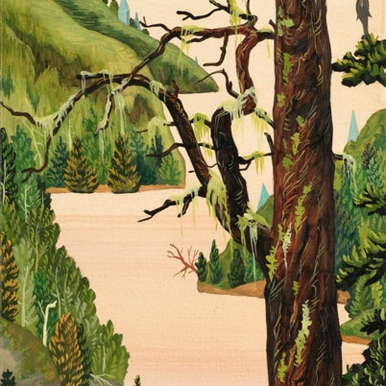 Hyunjeong Lim, Ross Lake, 2026, Acrylic, oil on canvas, 36 x 12 inches