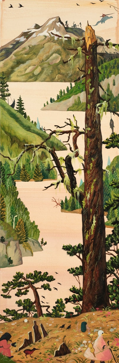 Hyunjeong Lim, Ross Lake, 2026, Acrylic, oil on canvas, 36 x 12 inches