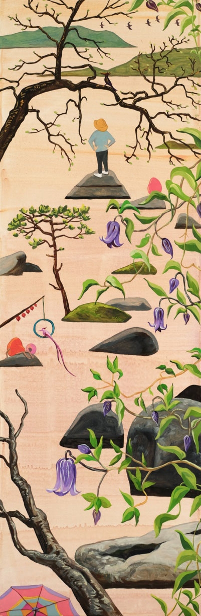 Hyunjeong Lim, Sugar Pine Point, 2026, Acrylic, oil on canvas, 36 x 12 inches