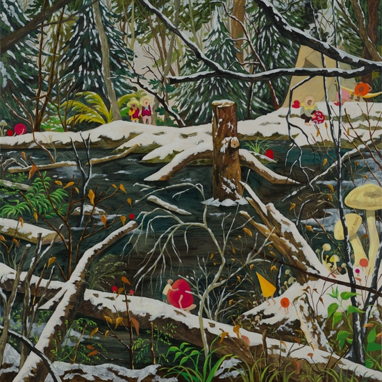 Hyunjeong Lim, Winter Forest, 2026, Acrylic, oil on canvas, 30 x 30 inches
