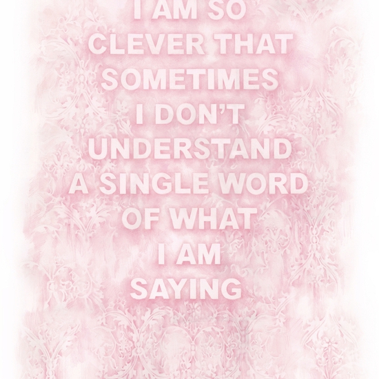 Amanda Manitach: Clever You (I AM SO CLEVER THAT SOMETIMES I DON’T UNDERSTAND A SINGLE WORD OF WHAT I AM SAYING — OSCAR WILDE), 2022, Colored pencil on paper, 52 x 31 inches
