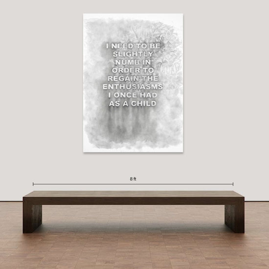Mockup of "I Need To Be Slightly Numb In Order To Regain The Enthusiasms I Once Had As A Child"