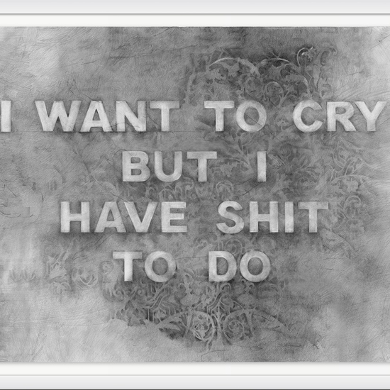 Amanda Manitach: I Want To Cry But I Have Shit To Do, 2023, Graphite on paper, 25 x 40 inches (framed dimensions: 30.5 x 44.75 x 2 inches)