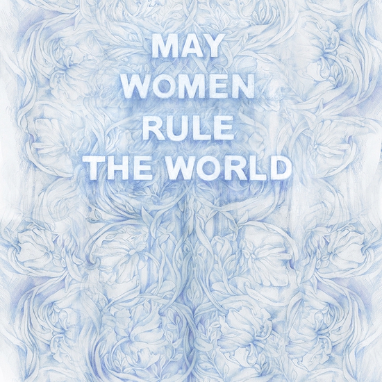 Amanda Manitach: May Women Rule The World, 2021, Colored pencil on paper, 36 x 22 inches