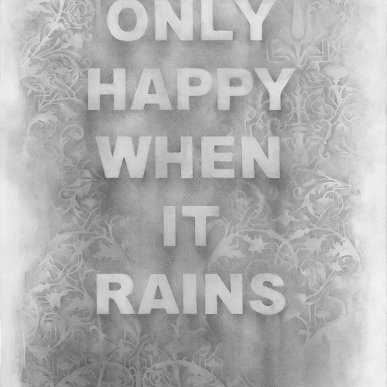 Amanda Manitach, ONLY HAPPY WHEN IT RAINS, 2026, Graphite on paper, 40 x 25 inches