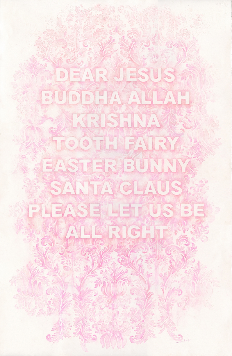 Amanda Manitach: Please Let Us Be, 2020, Colored pencil on paper, 40 x 26 inches